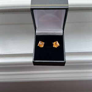Vintage Tiffany citrine stone earrings set in gold.